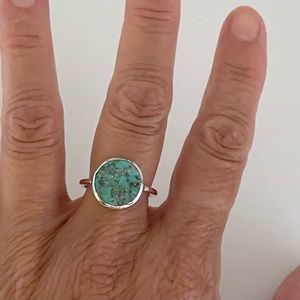Simple Genuine Turquoise Sterling Silver Ring, Silver Turquoise Ring.